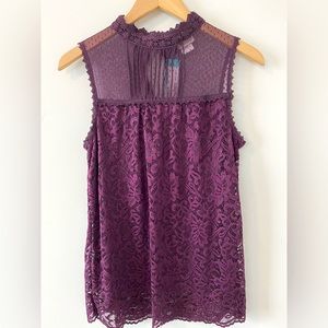 NEW Stitch Fix Oak & Trellis Plum Lace Sleeveless Blouse